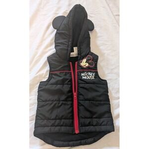 Disney Boys 2T Mickey Mouse Black Puffer Vest With Mouse Ears Hoodie